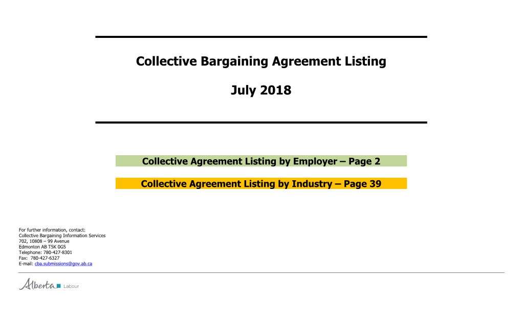 Collective Agreement Listing by Employer – Page 2