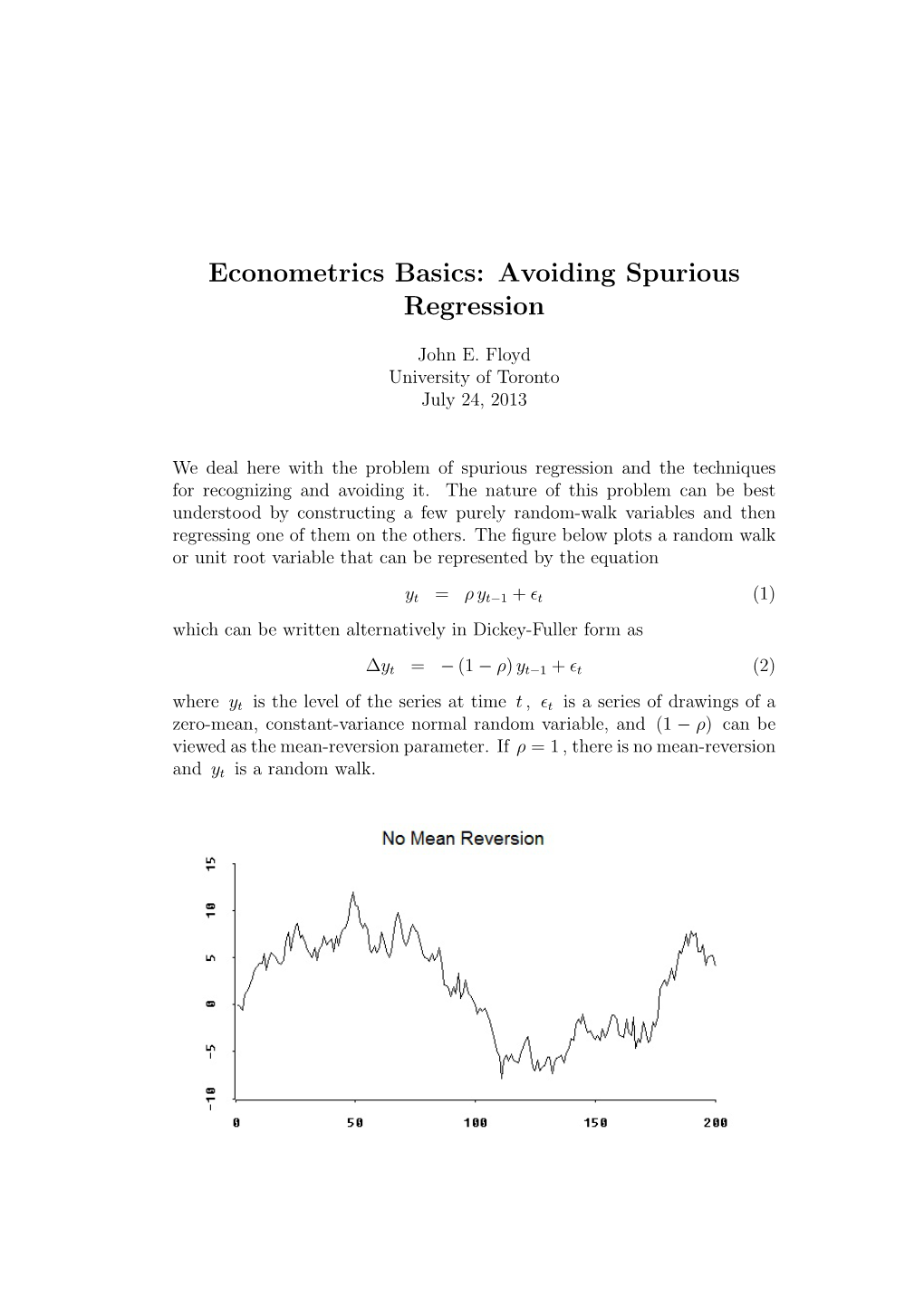 Econometrics Basics: Avoiding Spurious Regression