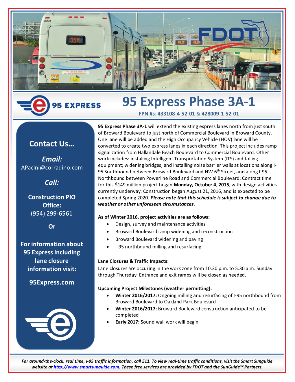 95 Express Phase 3A-1 FPN #S: 433108-4-52-01 & 428009-1-52-01