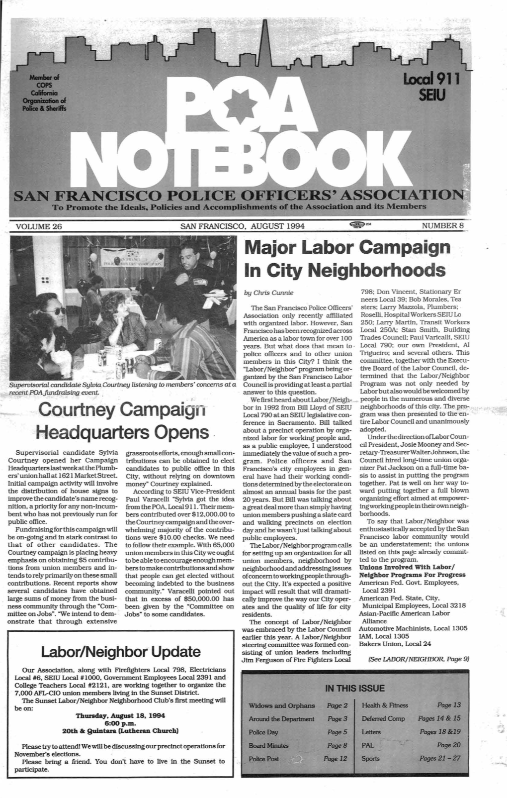 AUGUST 1994 14P 204 NUMBER 8 Major Labor Campaign in City Neighborhoods