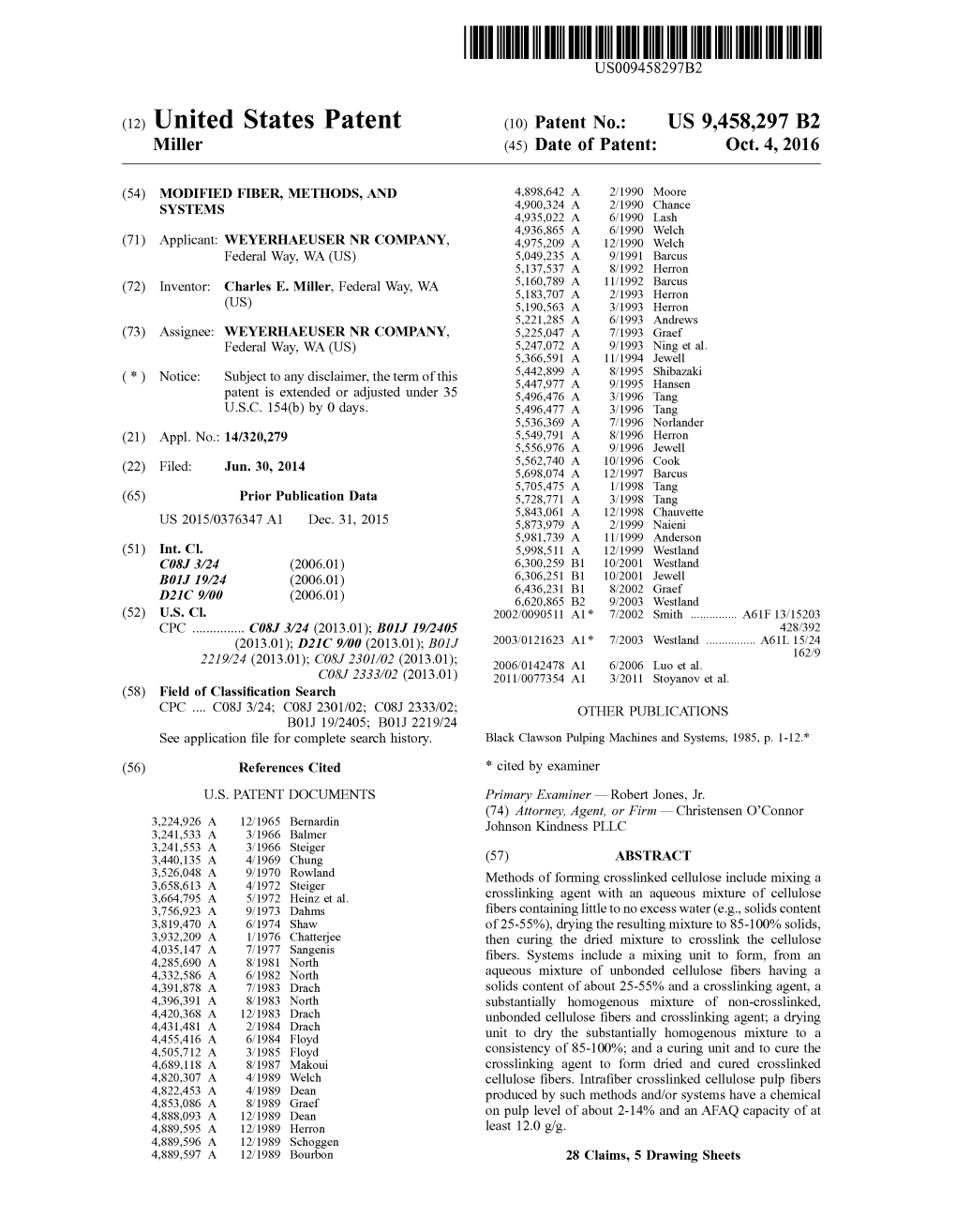 United States Patent (10) Patent No.: US 9.458,297 B2 Miller (45) Date of Patent: Oct