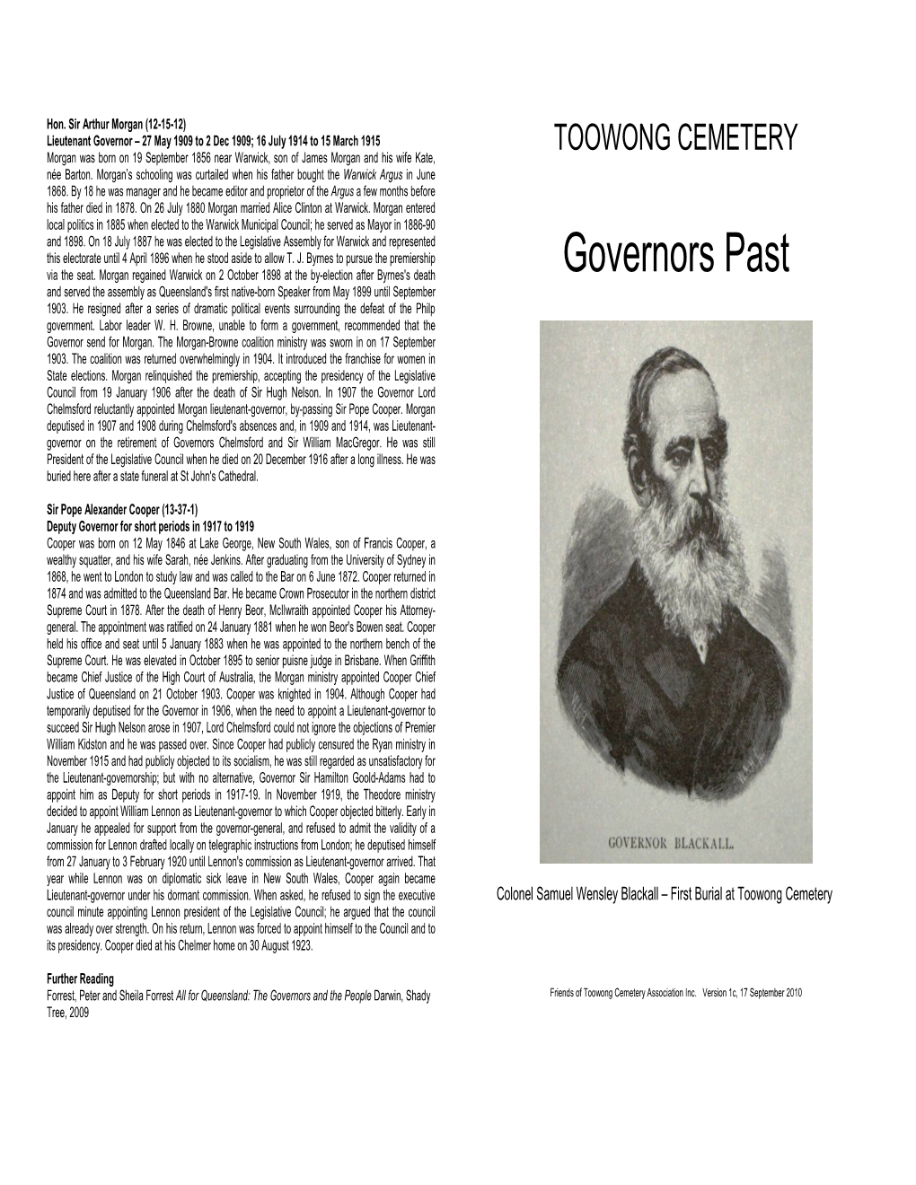 Governors Past and Served the Assembly As Queensland's First Native-Born Speaker from May 1899 Until September 1903