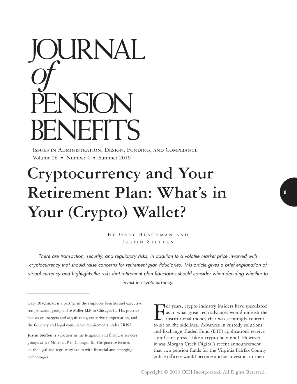 Cryptocurrency and Your Retirement Plan: What's in Your (Crypto) Wallet?