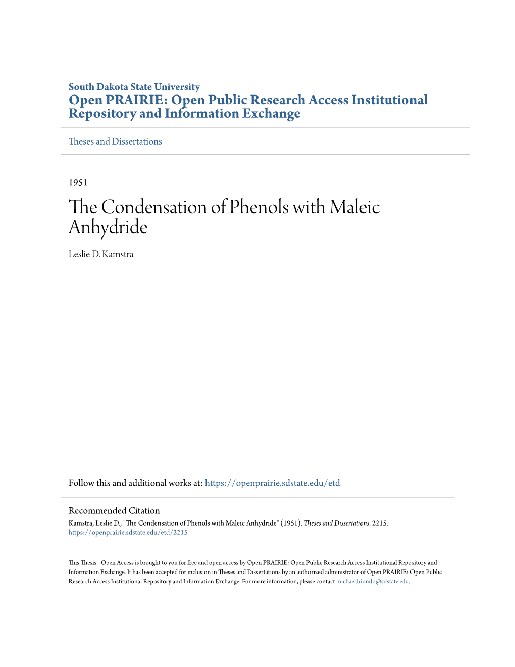 The Condensation of Phenols with Maleic Anhydride