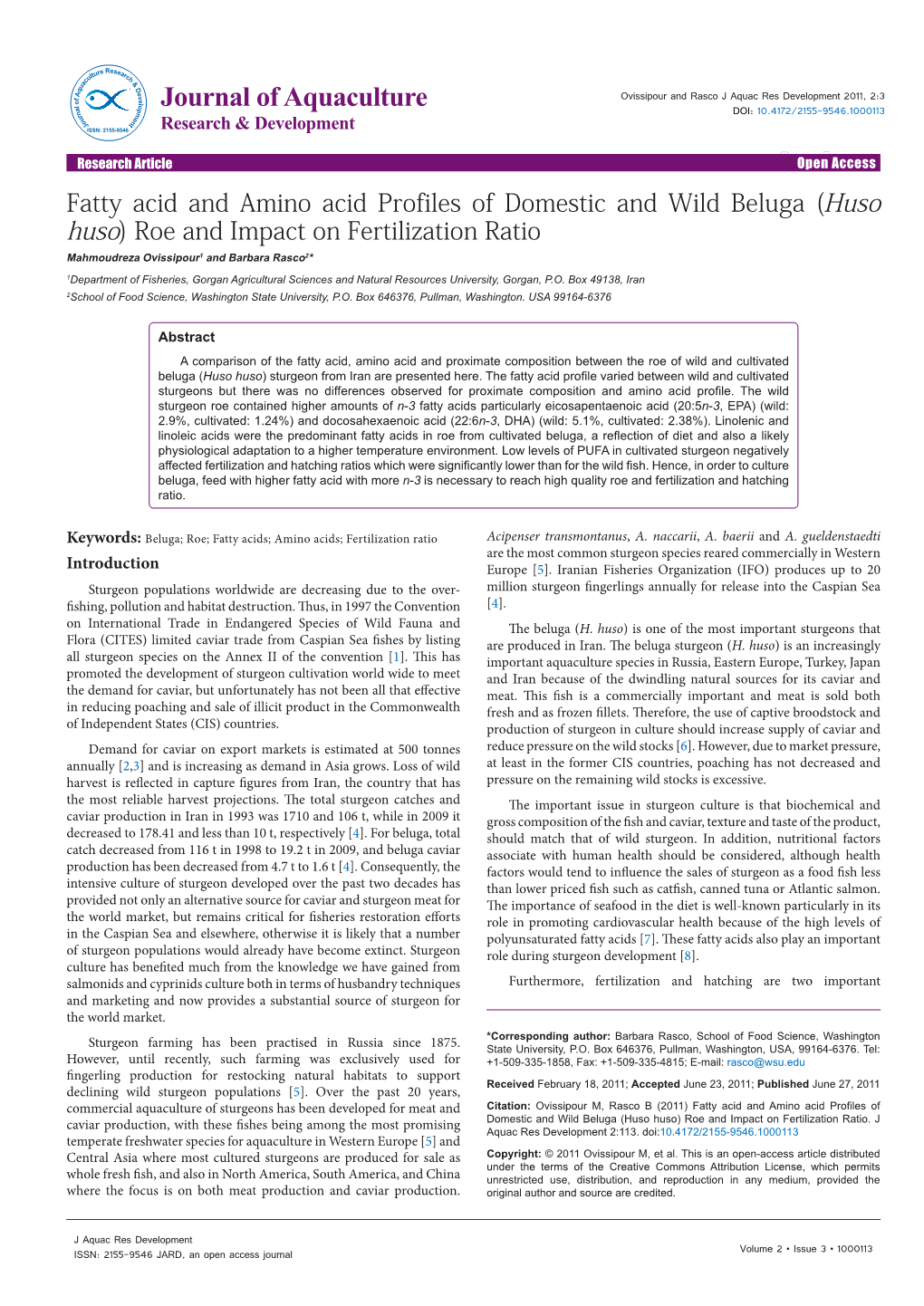 Fatty Acid and Amino Acid Profiles of Domestic