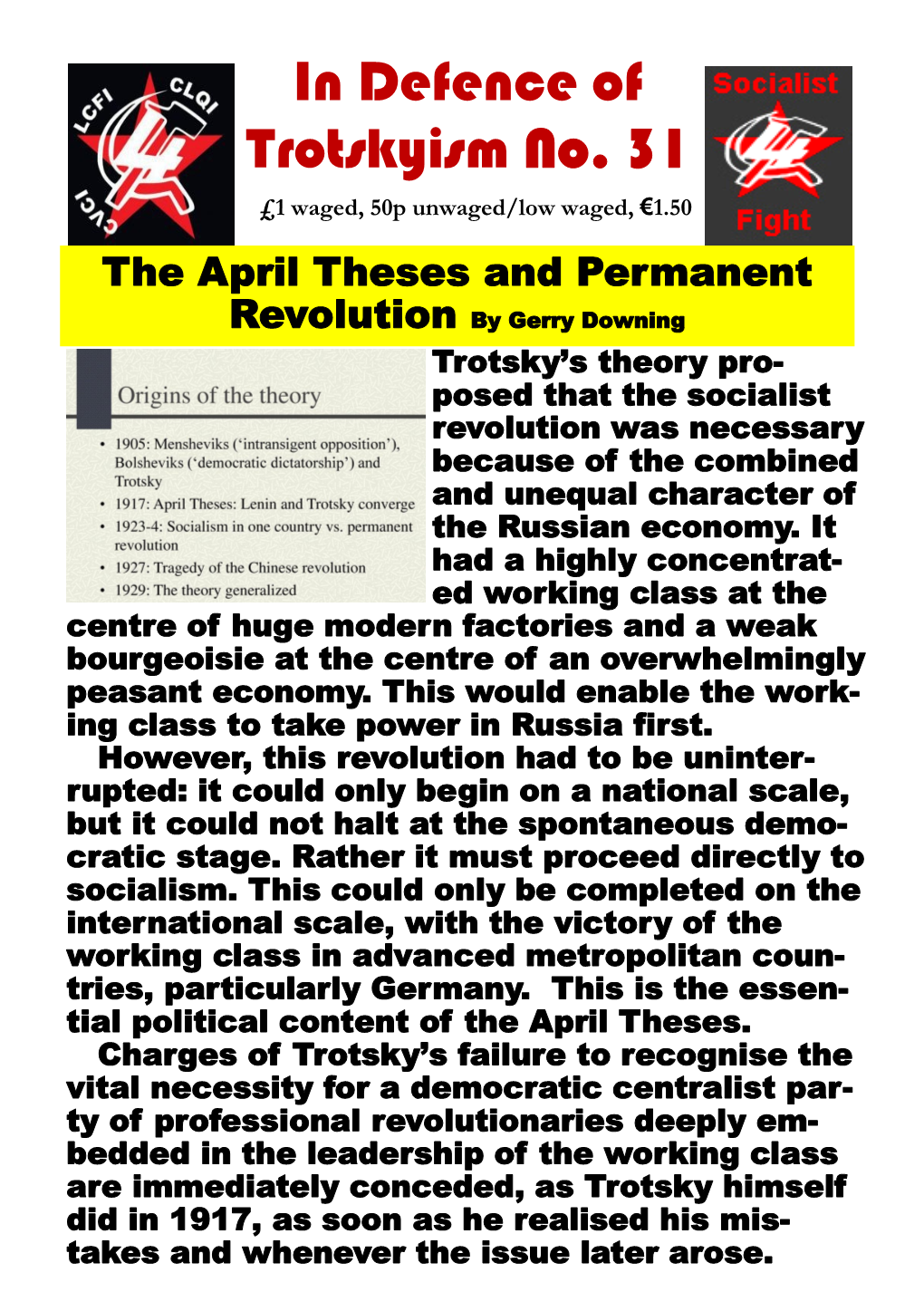 In Defence of Trotskyism No. 31