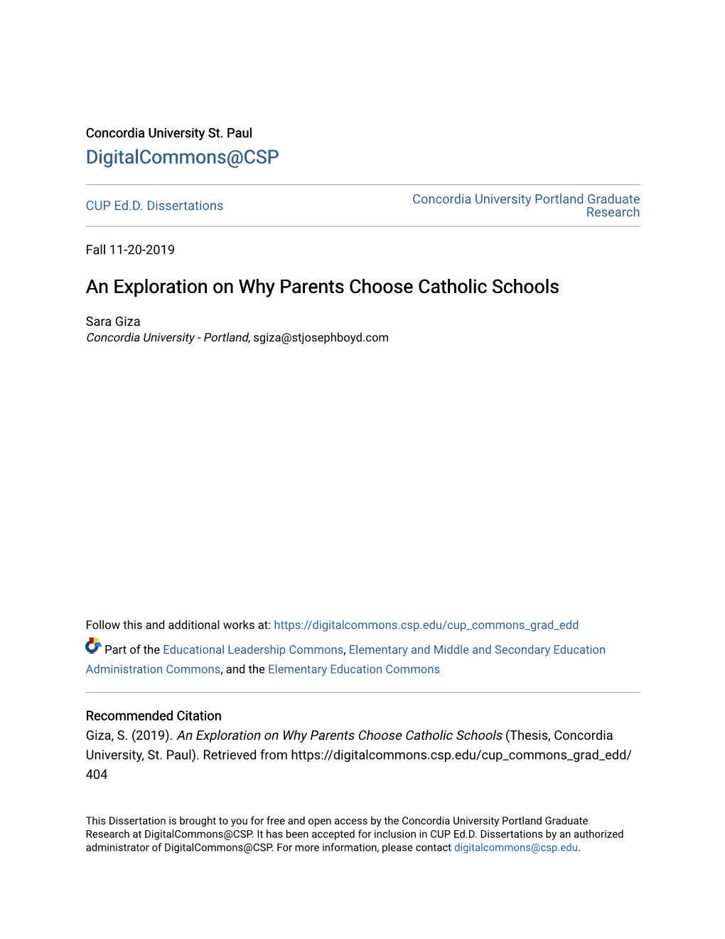 An Exploration on Why Parents Choose Catholic Schools