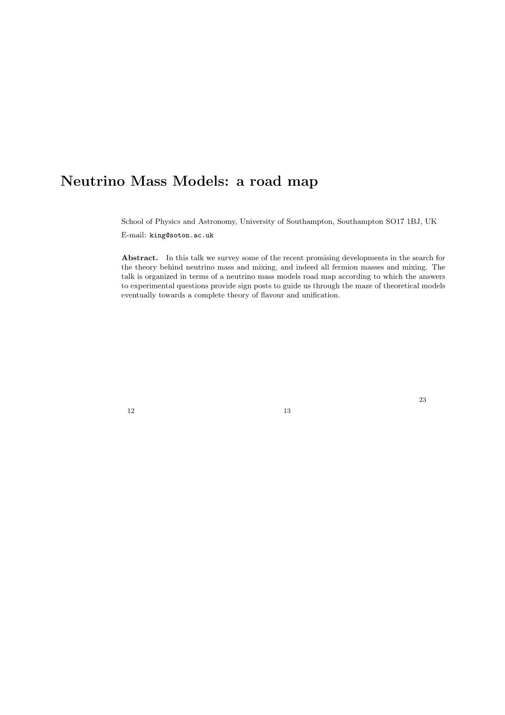 Neutrino Mass Models: a Road Map