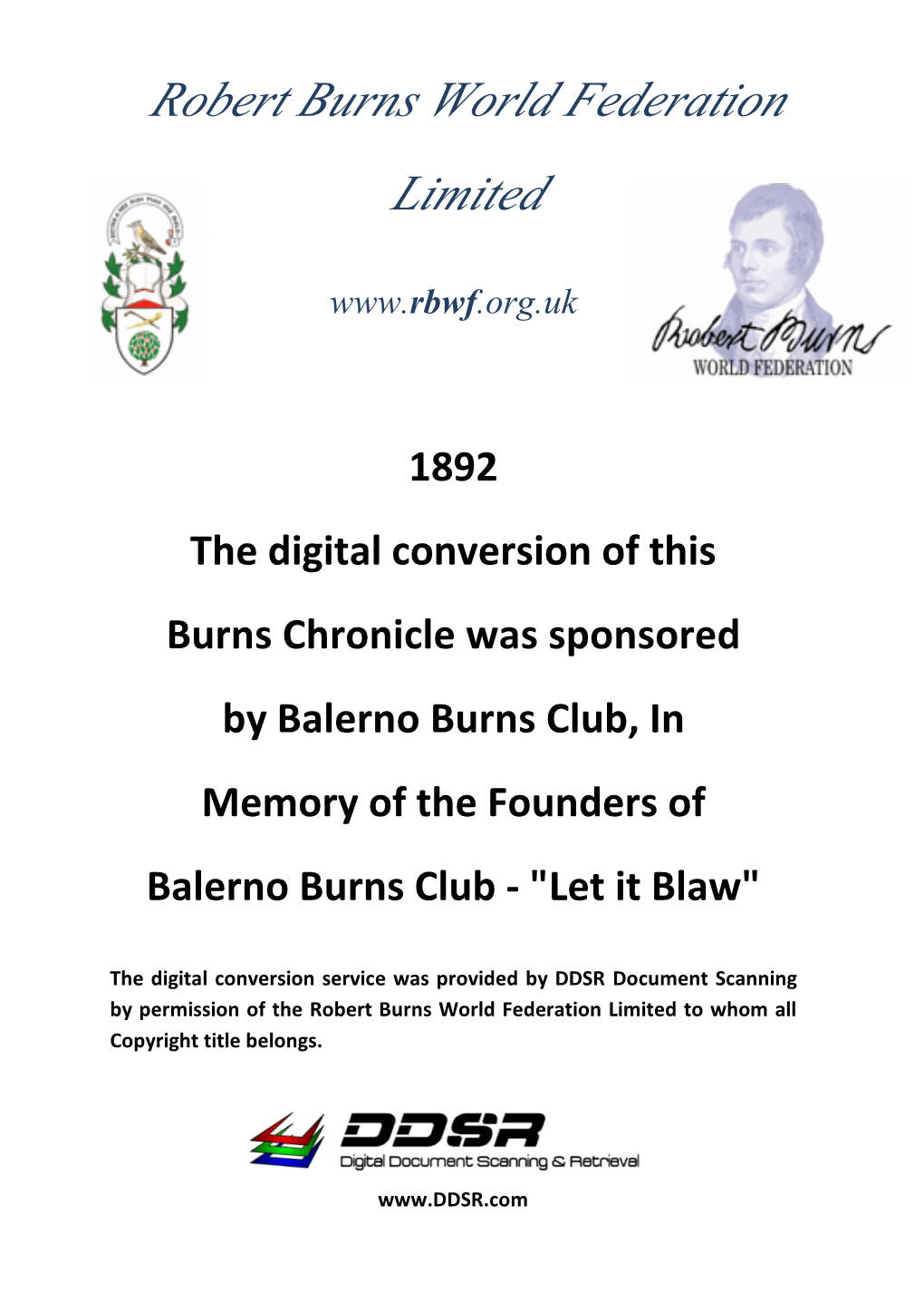 Burns Chronicle 1892