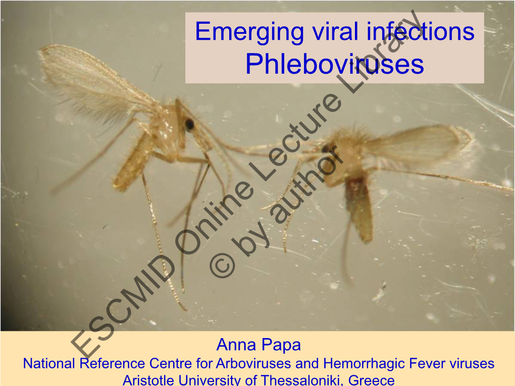 Emerging Viral Infections Phleboviruses