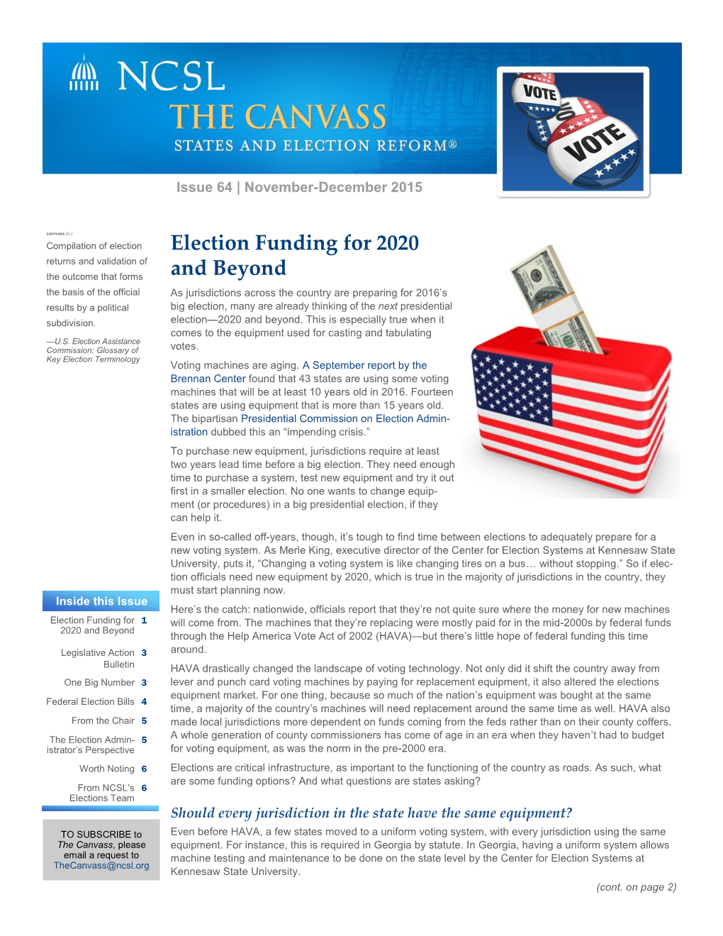 Election Funding for 2020 and Beyond, Cont