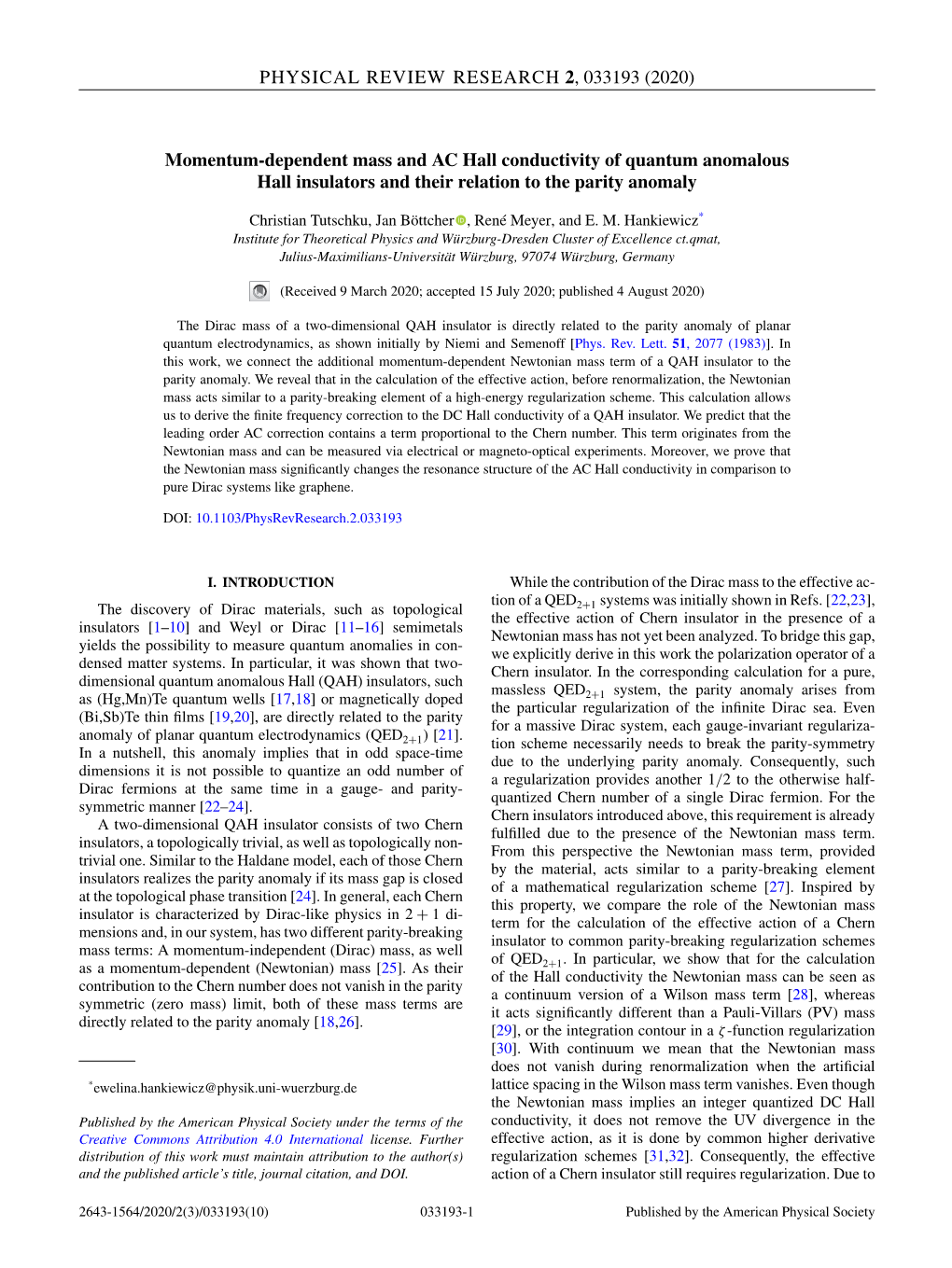 Momentum-Dependent Mass and AC Hall Conductivity of Quantum Anomalous Hall Insulators and Their Relation to the Parity Anomaly