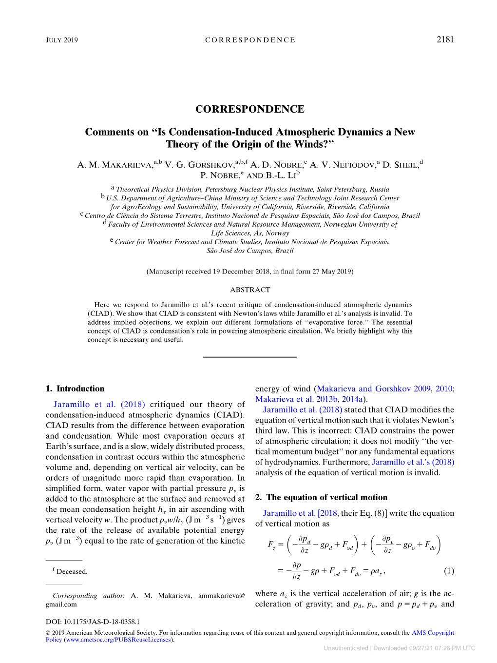 Comments on “Is Condensation-Induced