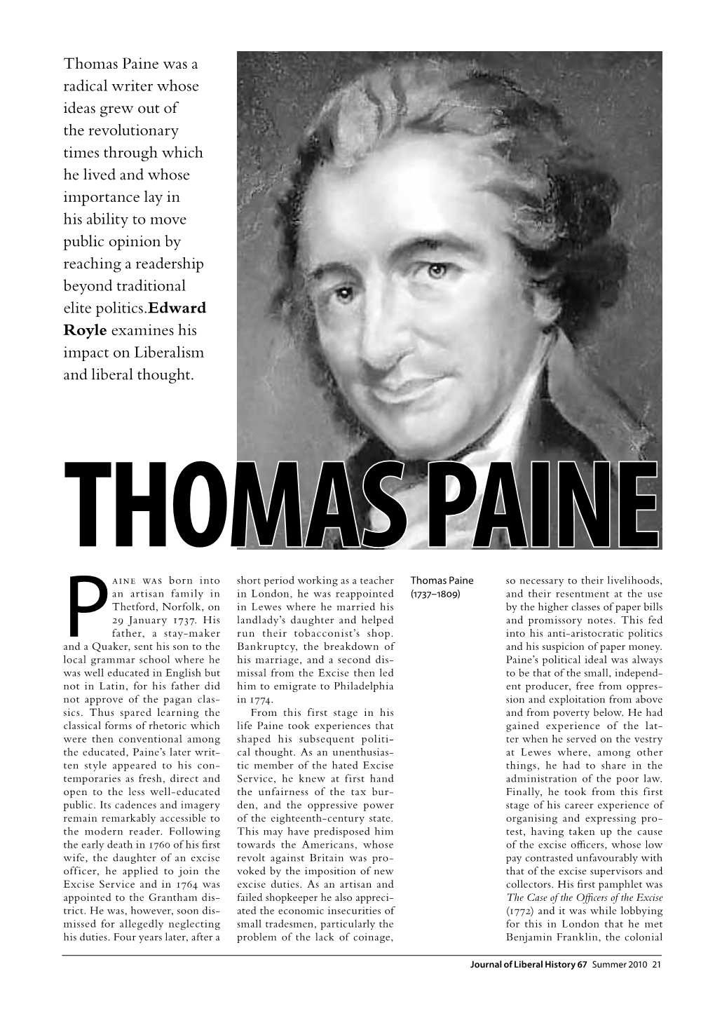 Thomas Paine Was a Radical Writer