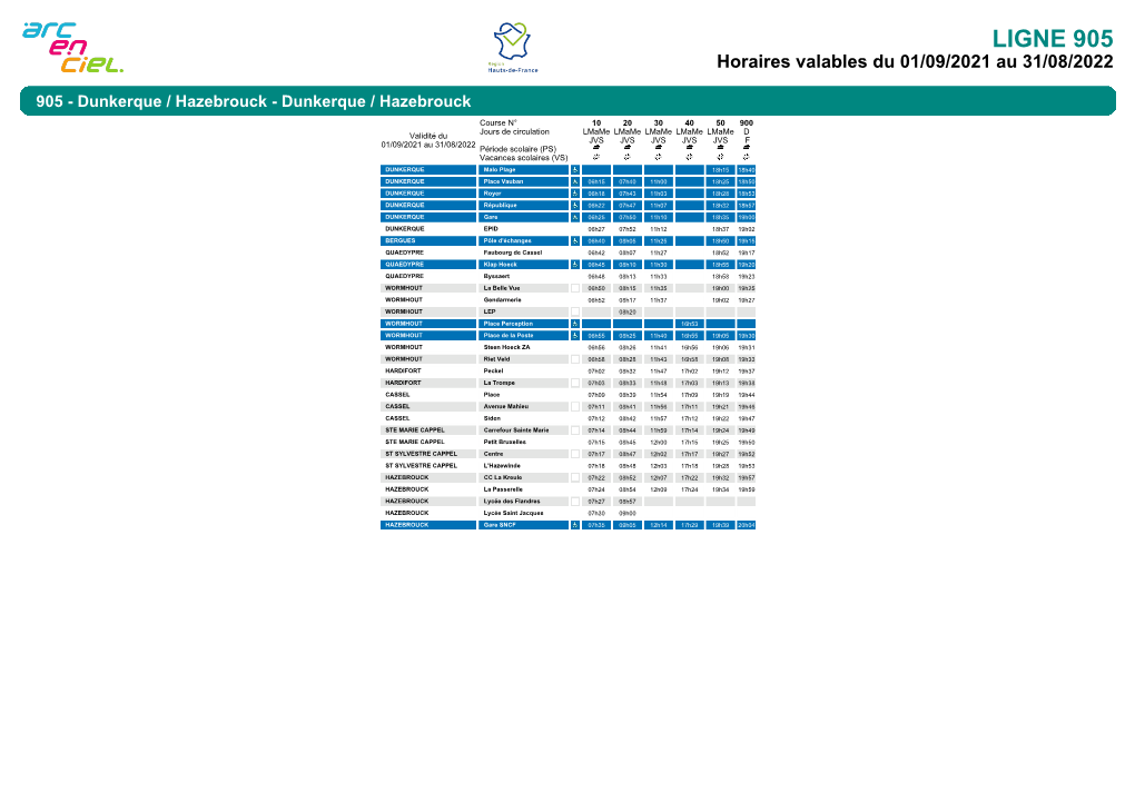 Horaires De La Ligne 905S