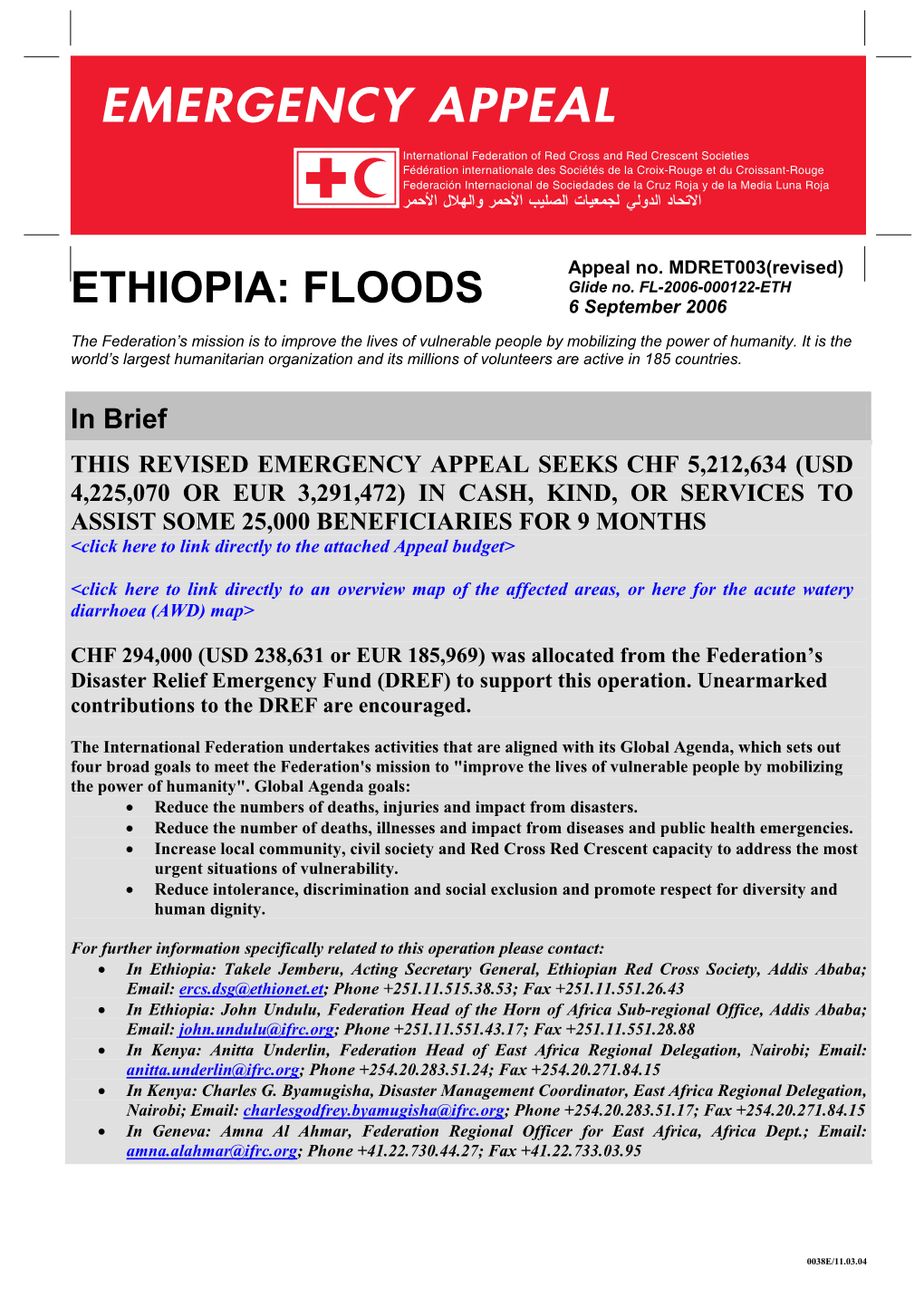 ETHIOPIA: FLOODS 6 September 2006