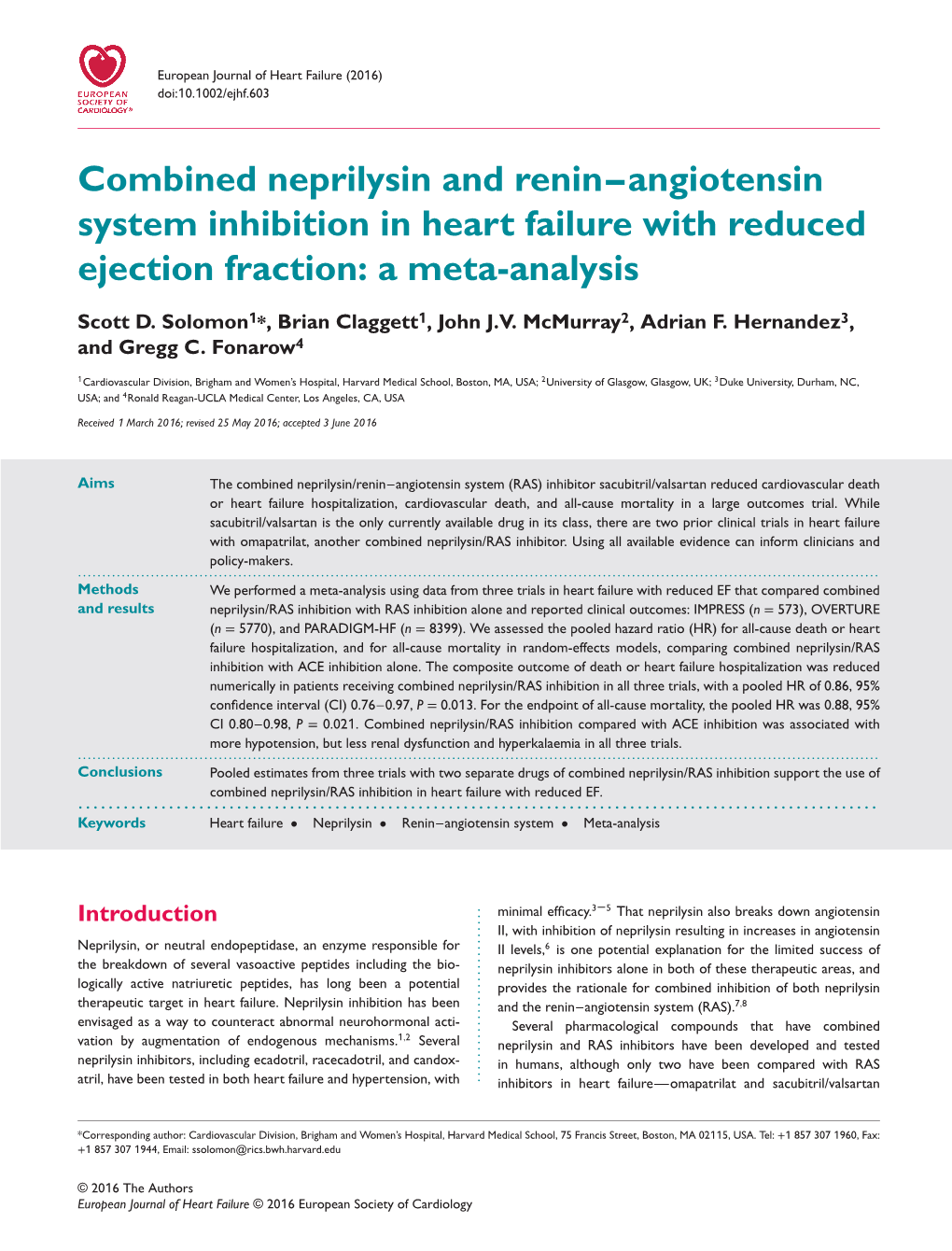 Combined Neprilysin and Renin–Angiotensin System Inhibition in Heart Failure with Reduced Ejection Fraction: a Meta-Analysis