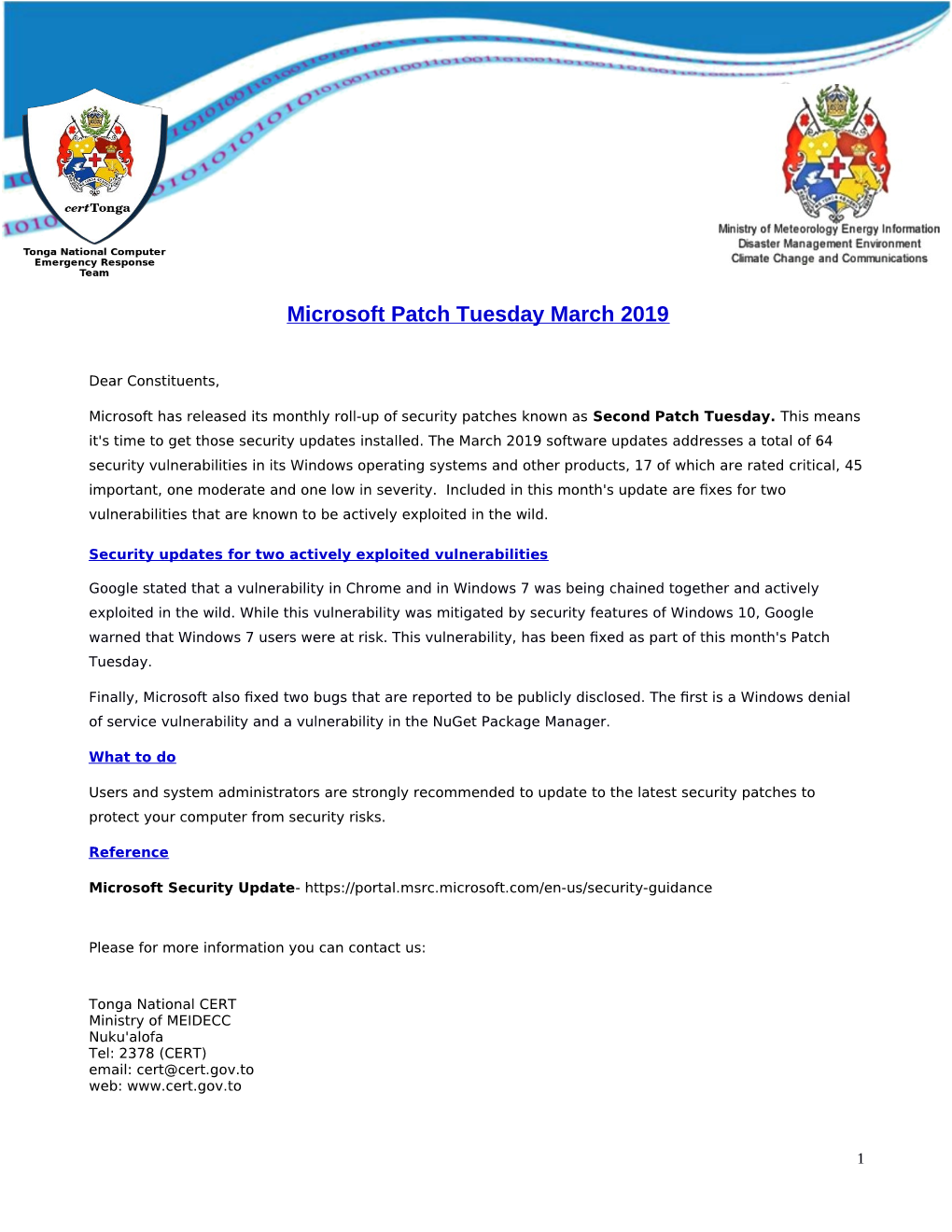 Microsoft Patch Tuesday March 2019