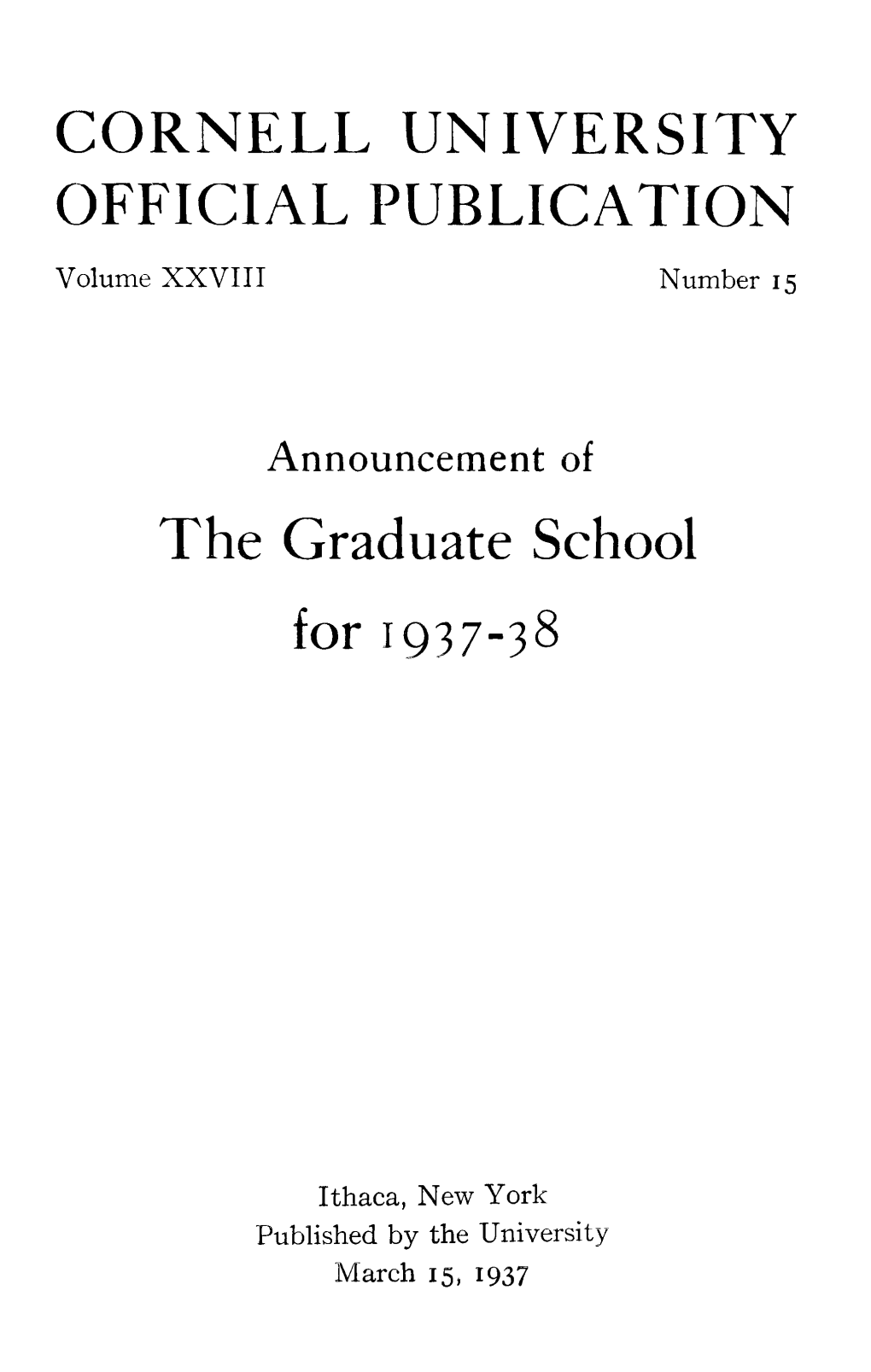 Cornell University Official Publication