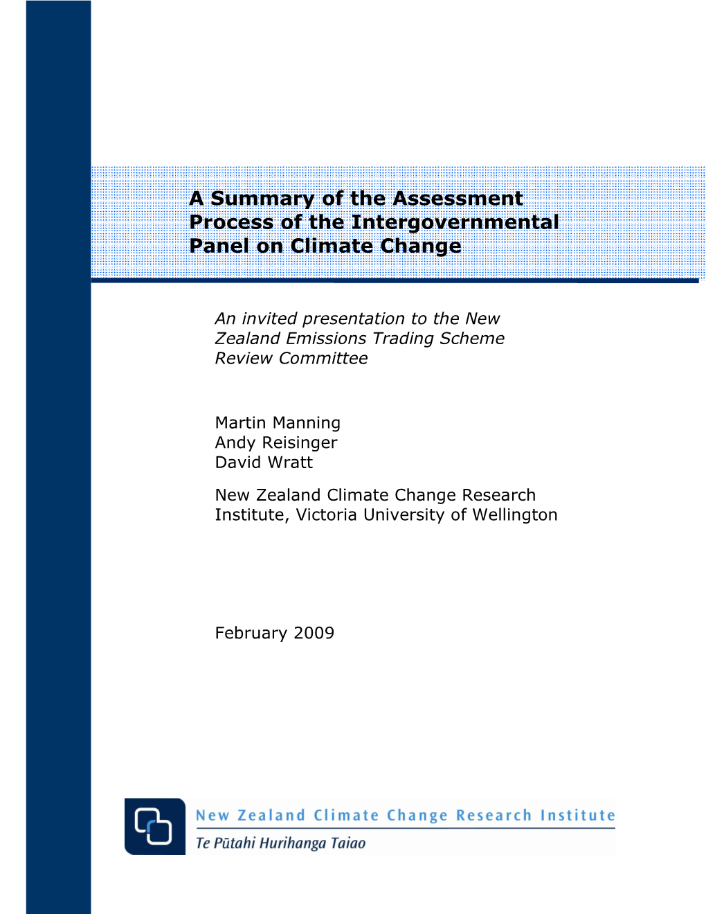 A Summary of the Assessment Process of the Intergovernmental Panel on Climate Change