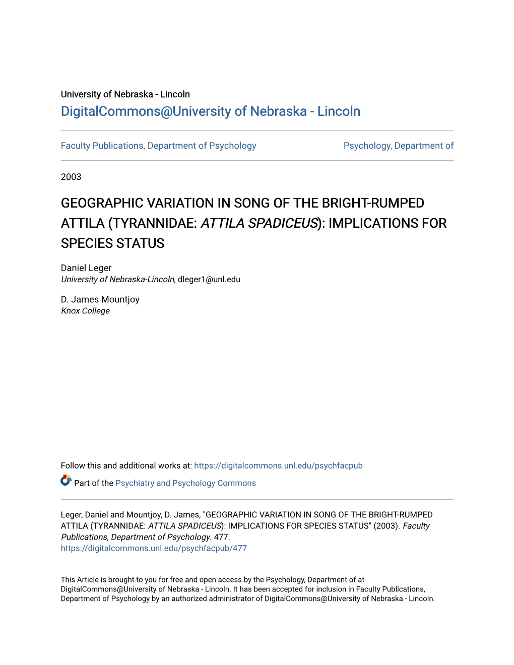 Geographic Variation in Song of the Bright-Rumped Attila (Tyrannidae: Attila Spadiceus): Implications for Species Status