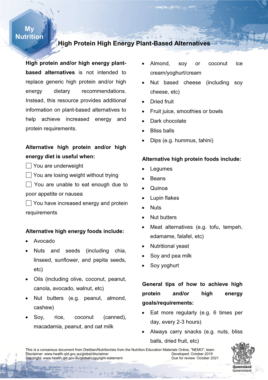 High Protein High Energy Plant Based Alternatives