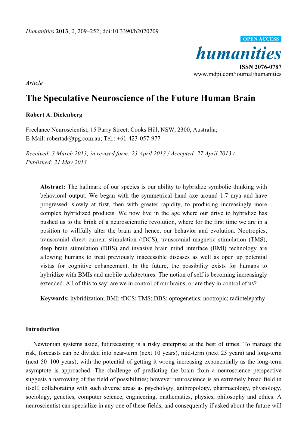 The Speculative Neuroscience of the Future Human Brain