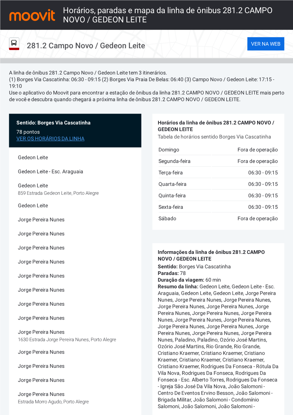 Horários, Paradas E Mapa Da Linha De Ônibus 281.2 CAMPO NOVO / GEDEON LEITE
