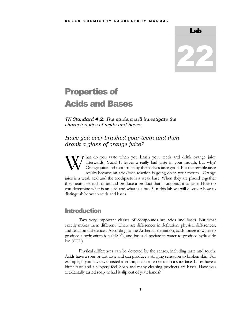 Properties of Acids and Bases