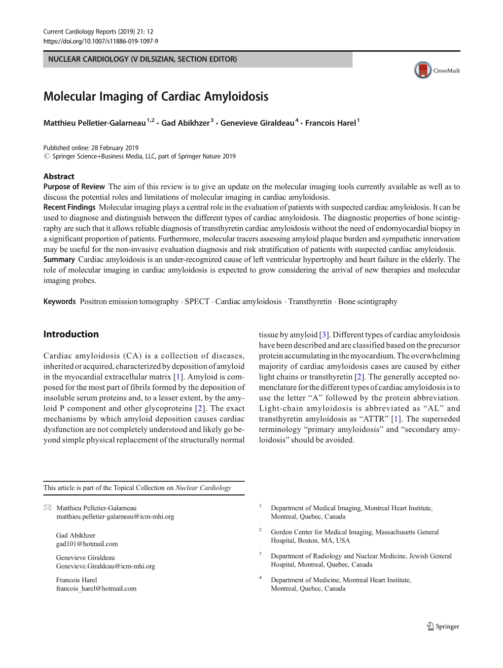 Molecular Imaging of Cardiac Amyloidosis
