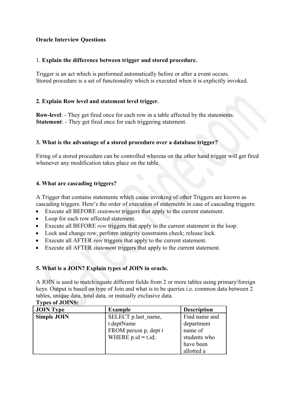 Oracle Interview Questions