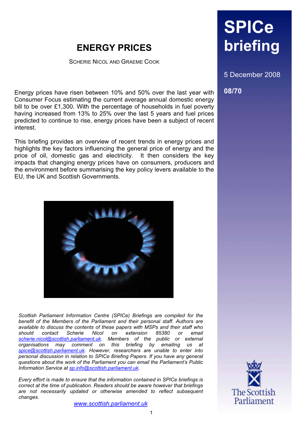 ENERGY PRICES Briefing