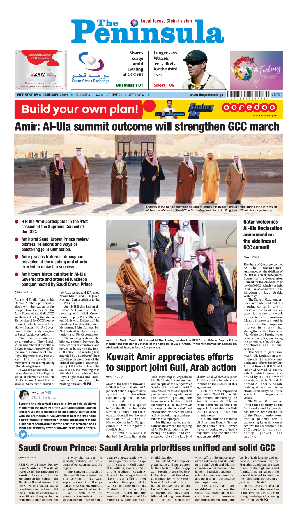 Amir: Al-Ula Summit Outcome Will Strengthen GCC March