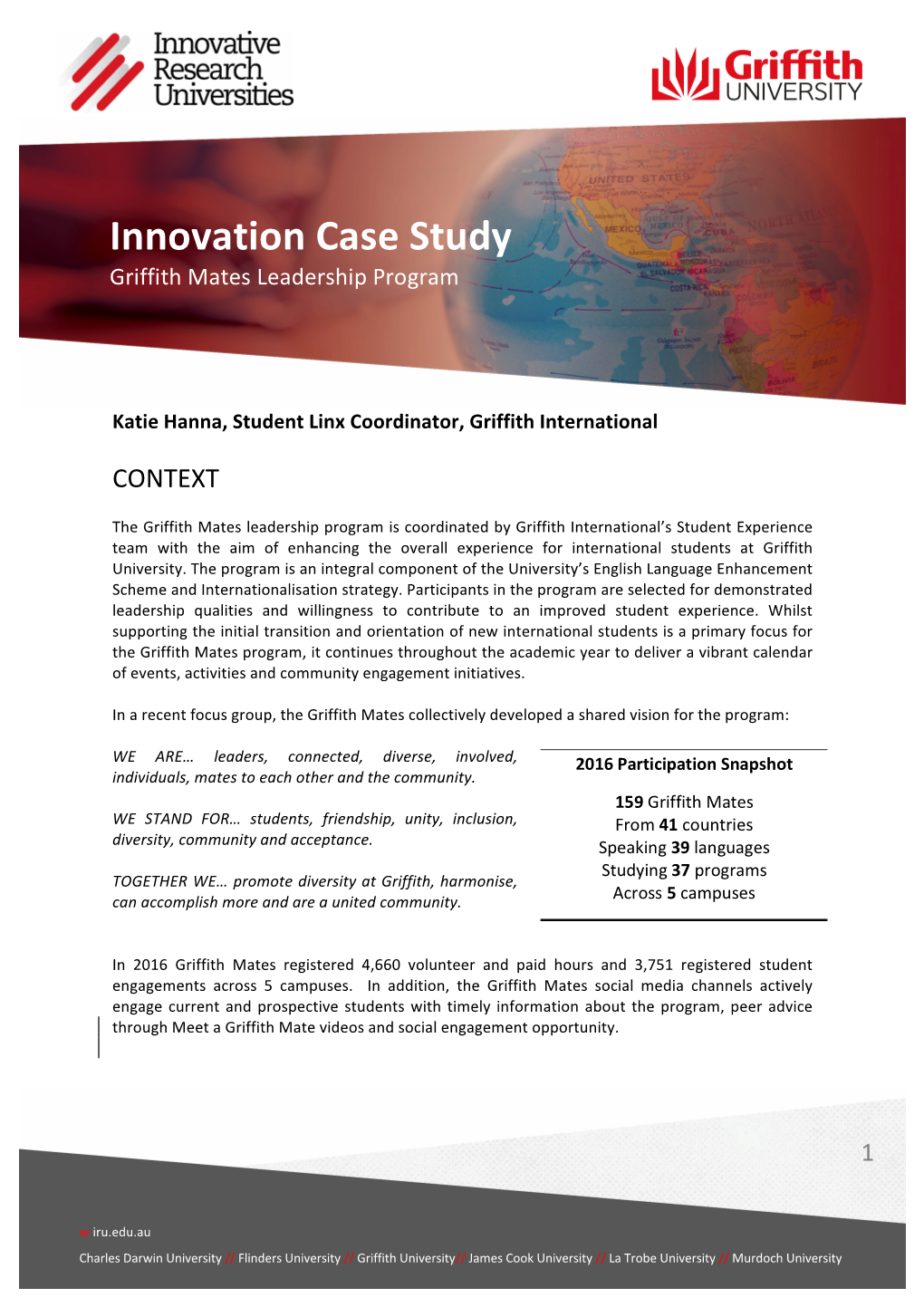 Innovation Case Study Griffith Mates Leadership Program