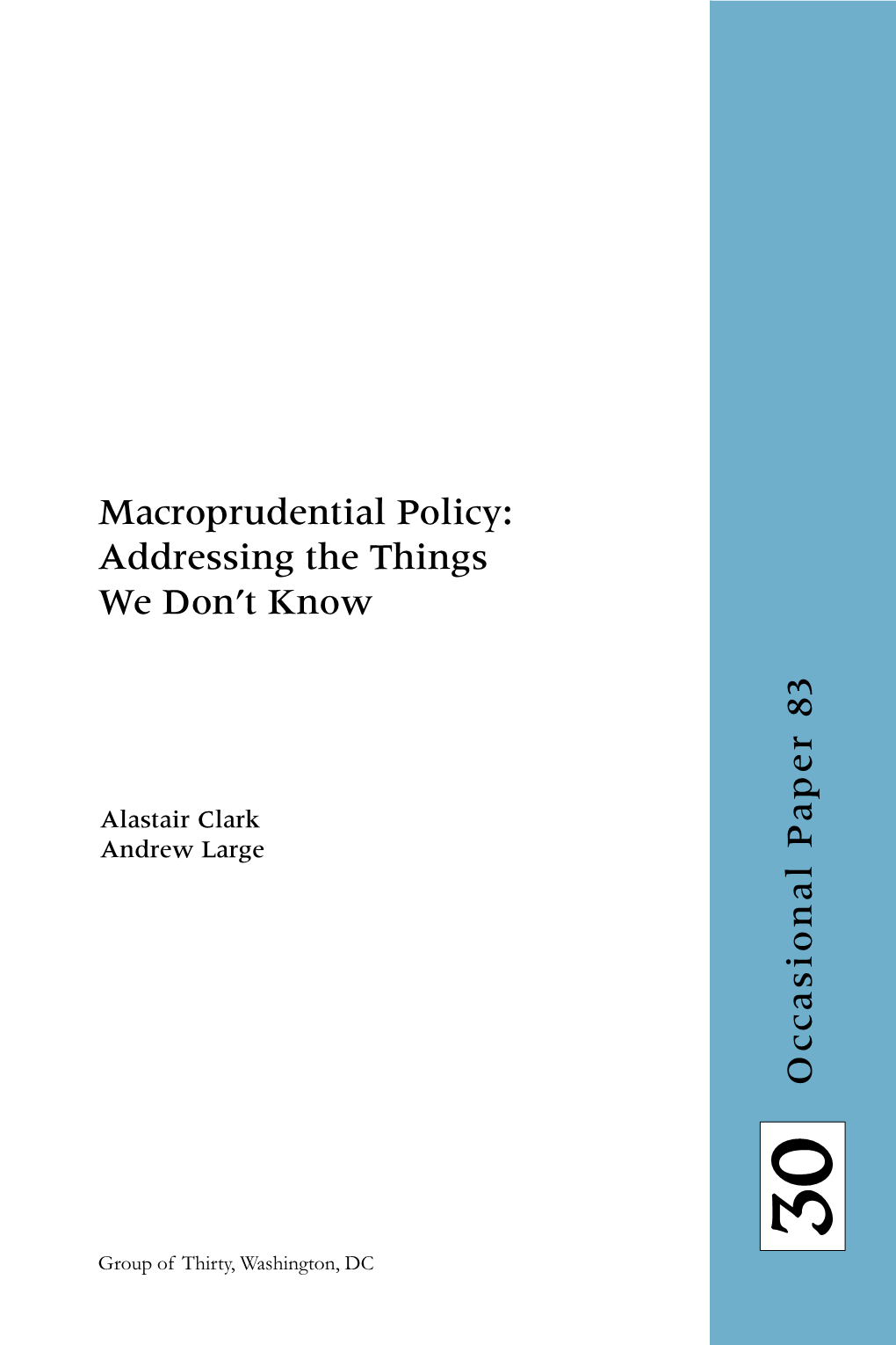 Occasional Paper by Alastair Clark and Andrew