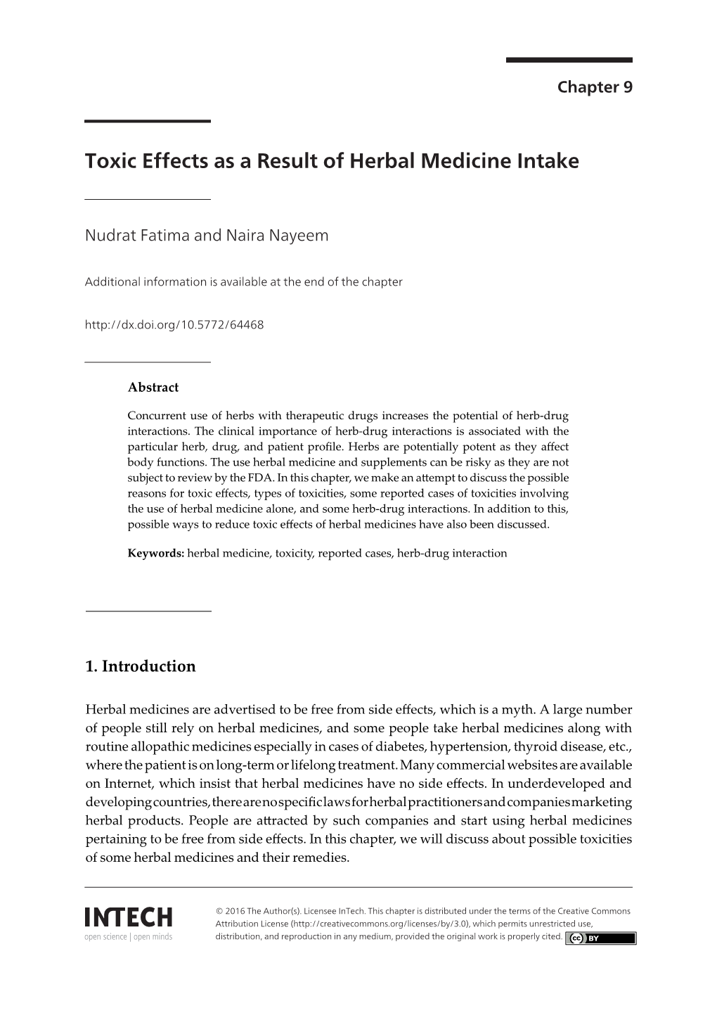 Toxic Effects As a Result of Herbal Medicine Intake Toxic Effects As a Result of Herbal Medicine Intake