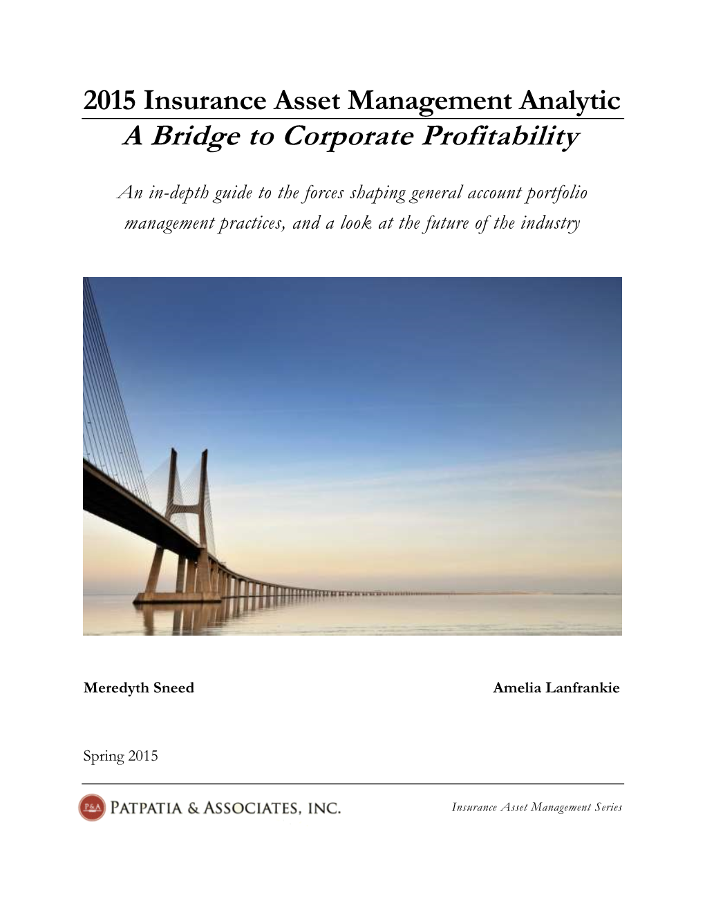 2015 Insurance Asset Management Analytic a Bridge to Corporate Profitability