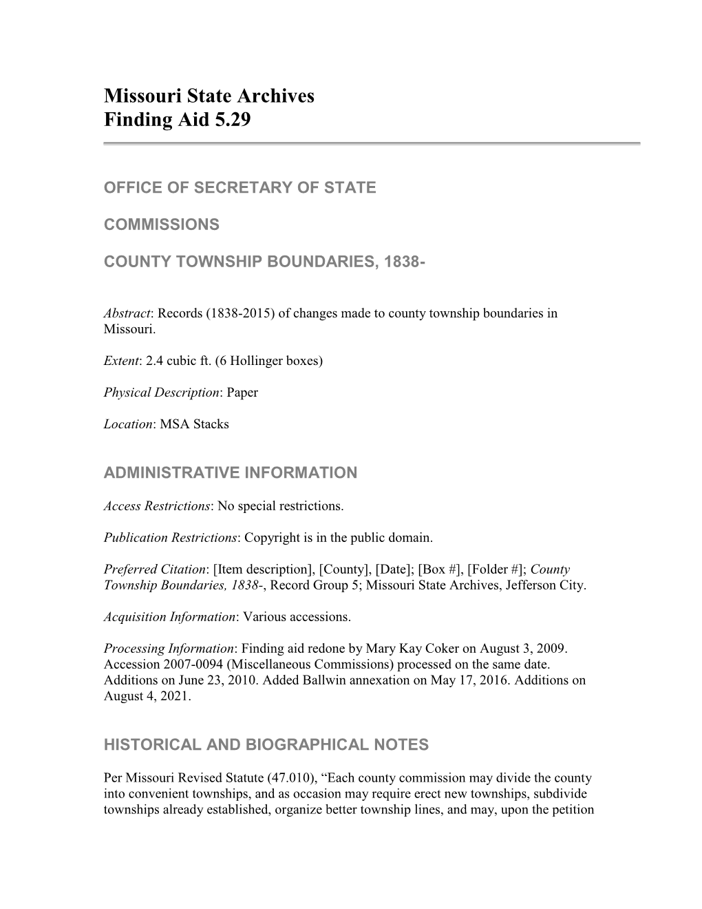 County Township Boundaries, 1838-2015