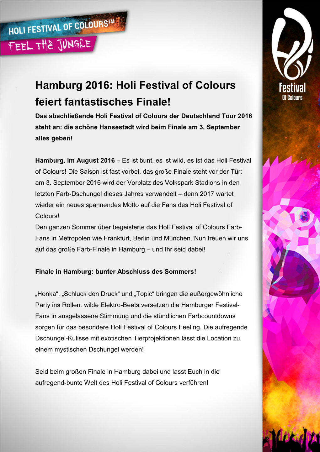 Hamburg 2016: Holi Festival of Colours Feiert Fantastisches Finale!