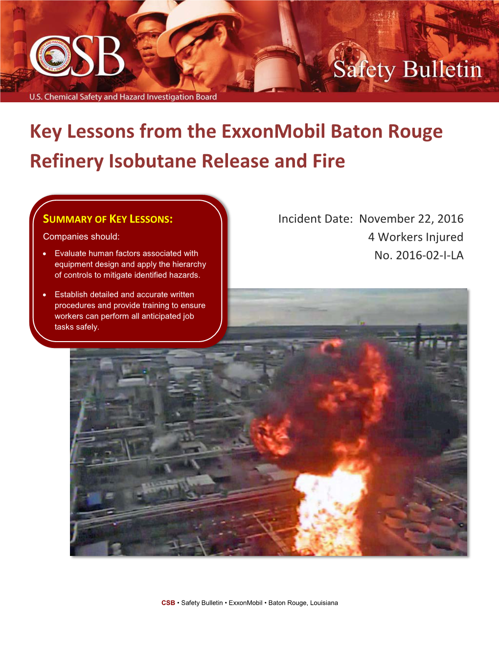 Safety Bulletin • Exxonmobil • Baton Rouge, Louisiana