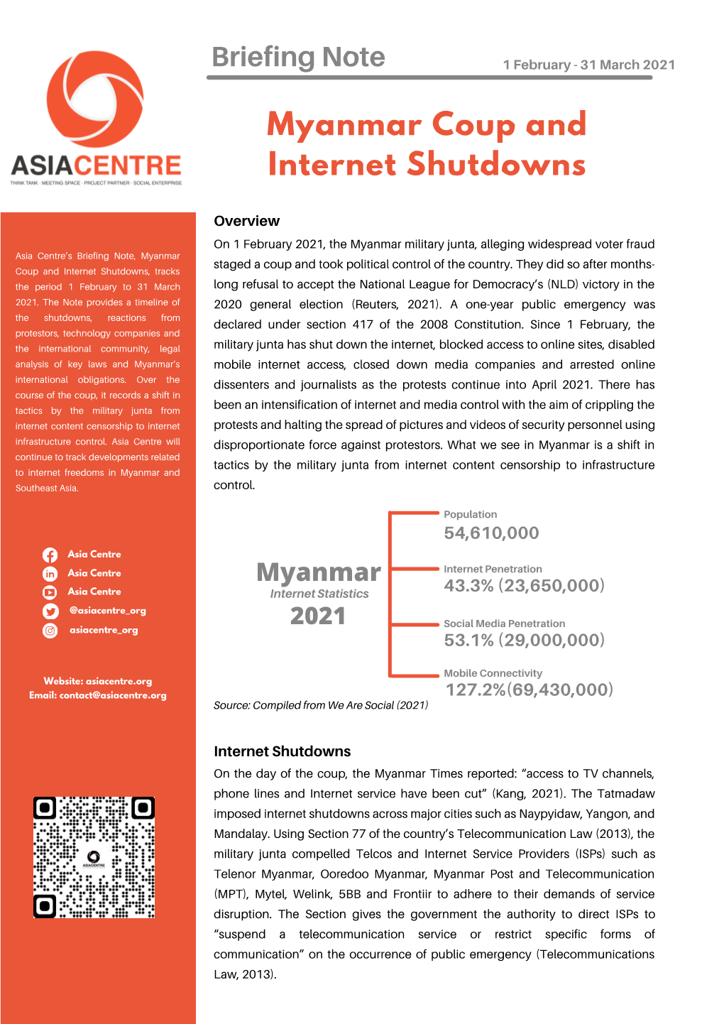 Myanmar Coup and Internet Shutdowns