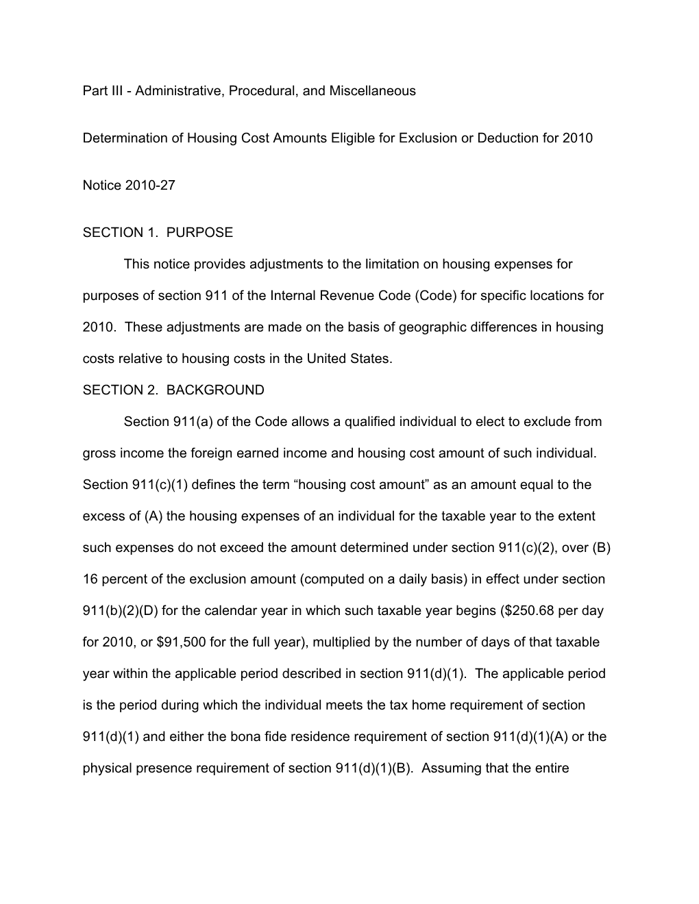 Part III - Administrative, Procedural, and Miscellaneous