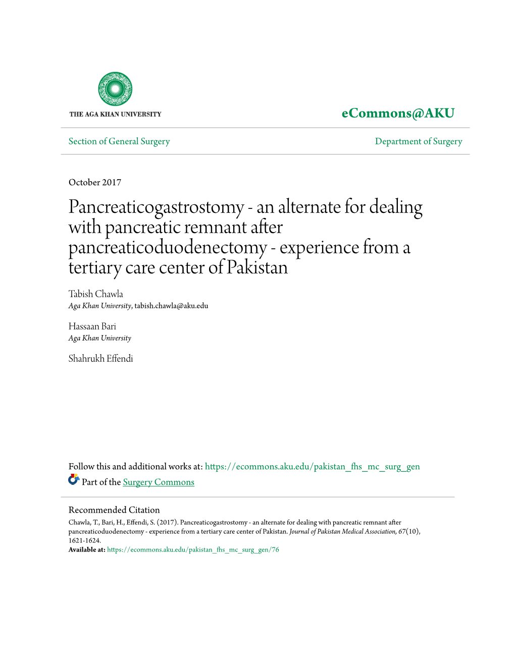 Pancreaticogastrostomy