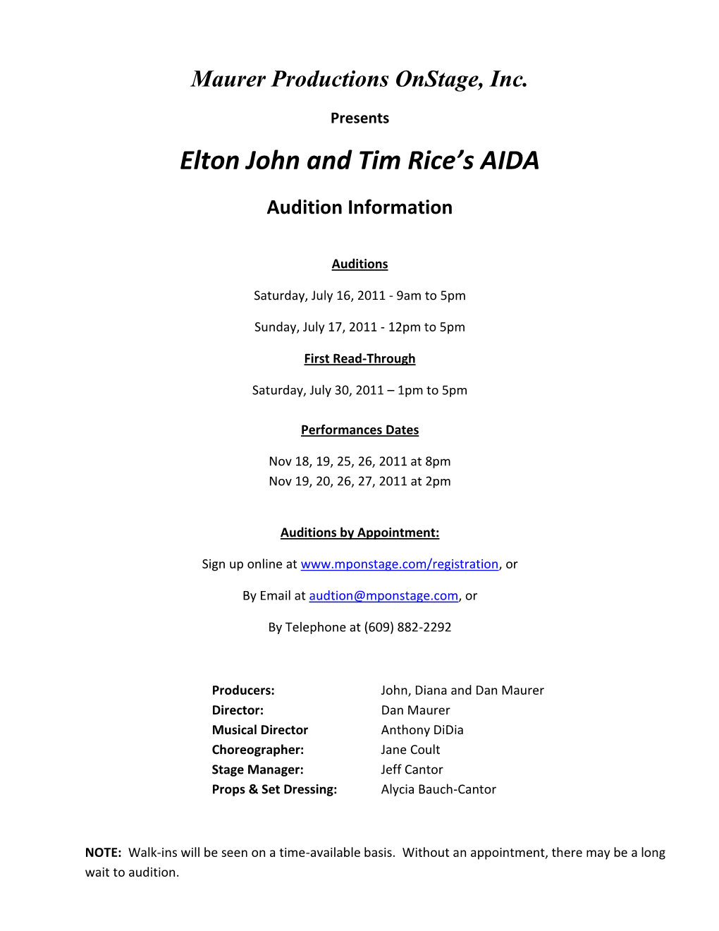 Elton John and Tim Rice's AIDA