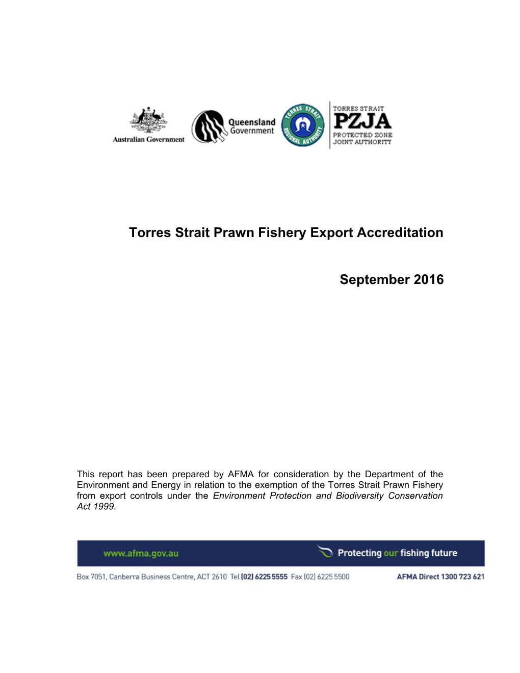 Torres Strait Prawn Fishery Export Accreditation