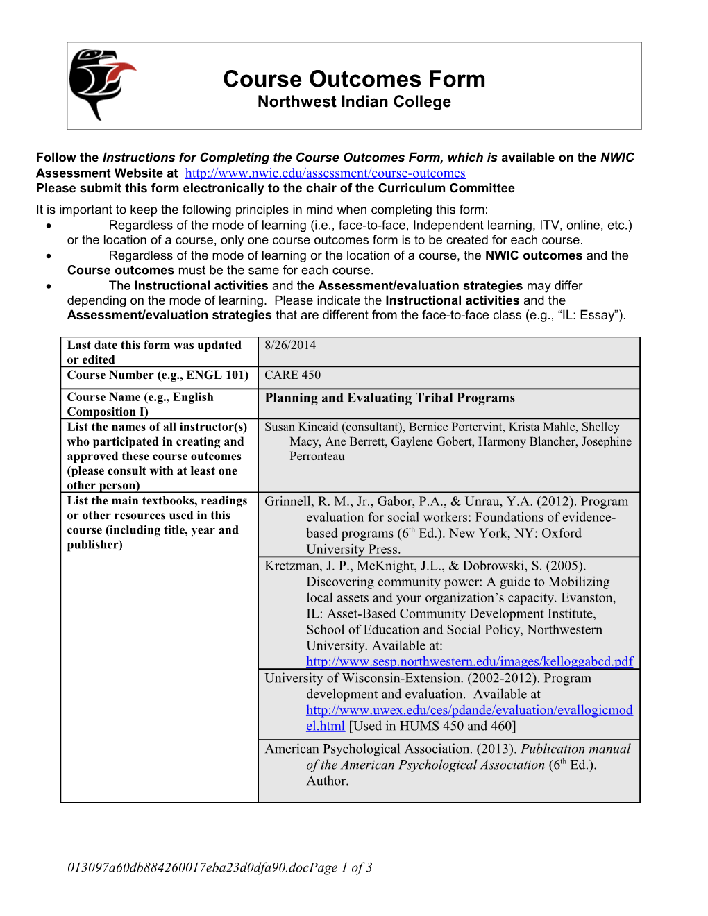 Course Outcomes Form s4