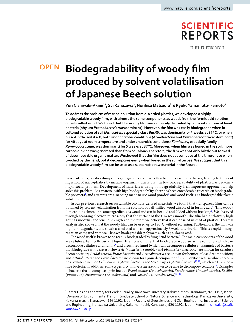 Biodegradability of Woody Film Produced by Solvent Volatilisation Of