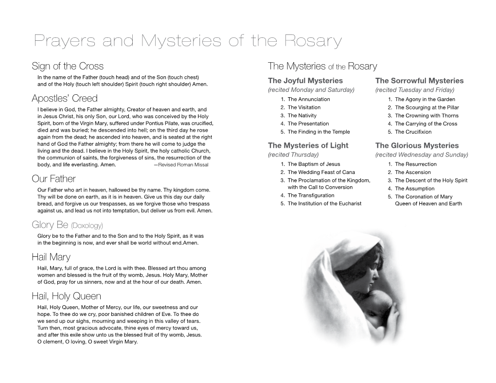 Prayers and Mysteries of the Rosary