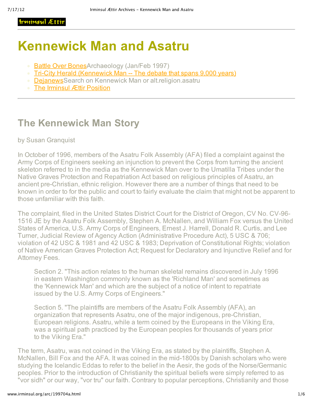 Kennewick Man and Asatru