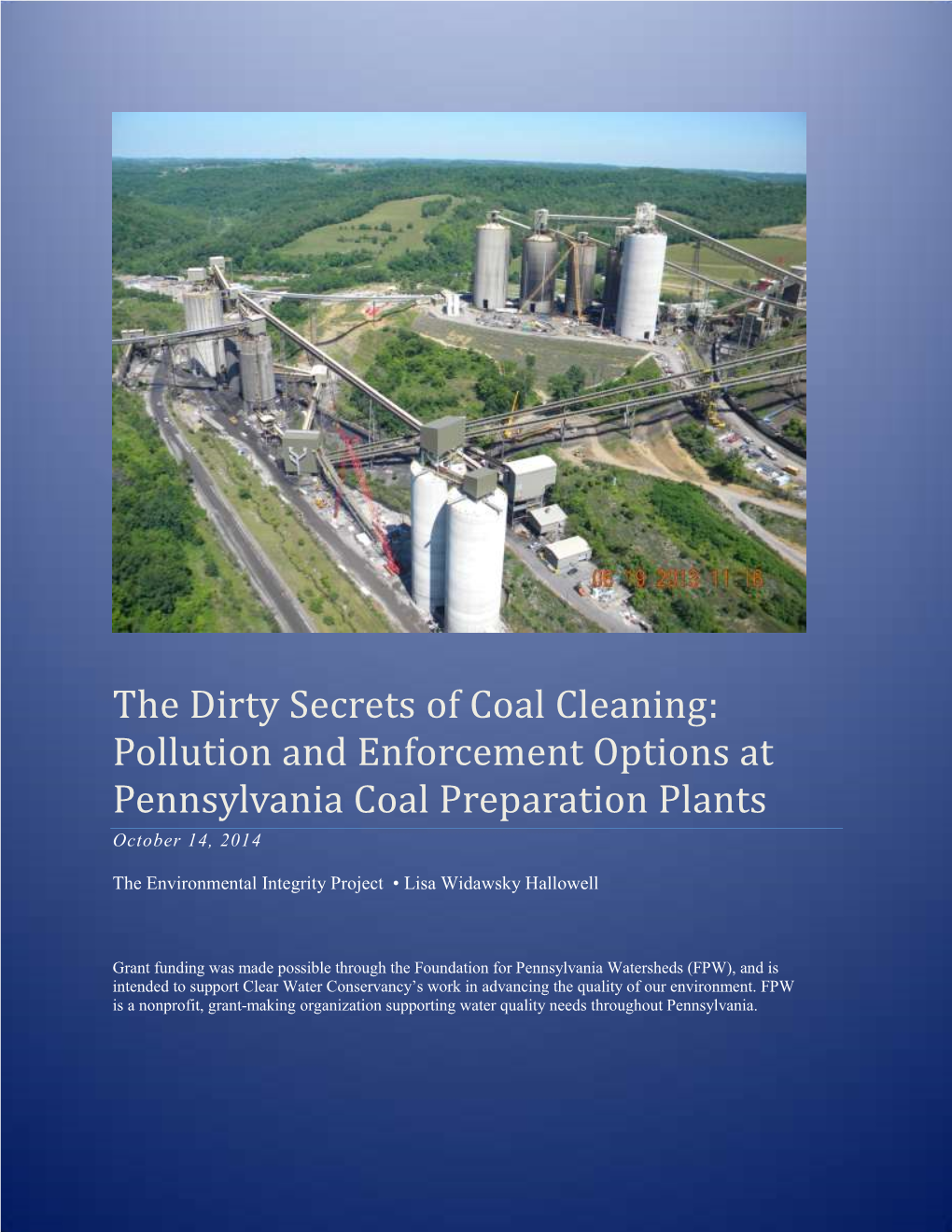 The Dirty Secrets of Coal Cleaning: Pollution and Enforcement Options At